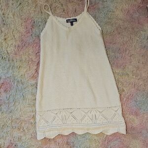 Cream Knit Dress with Lace Hem